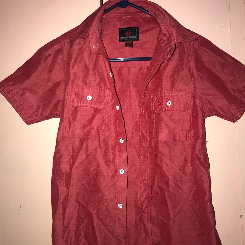 Swiss Cross Red Button Down Shirt